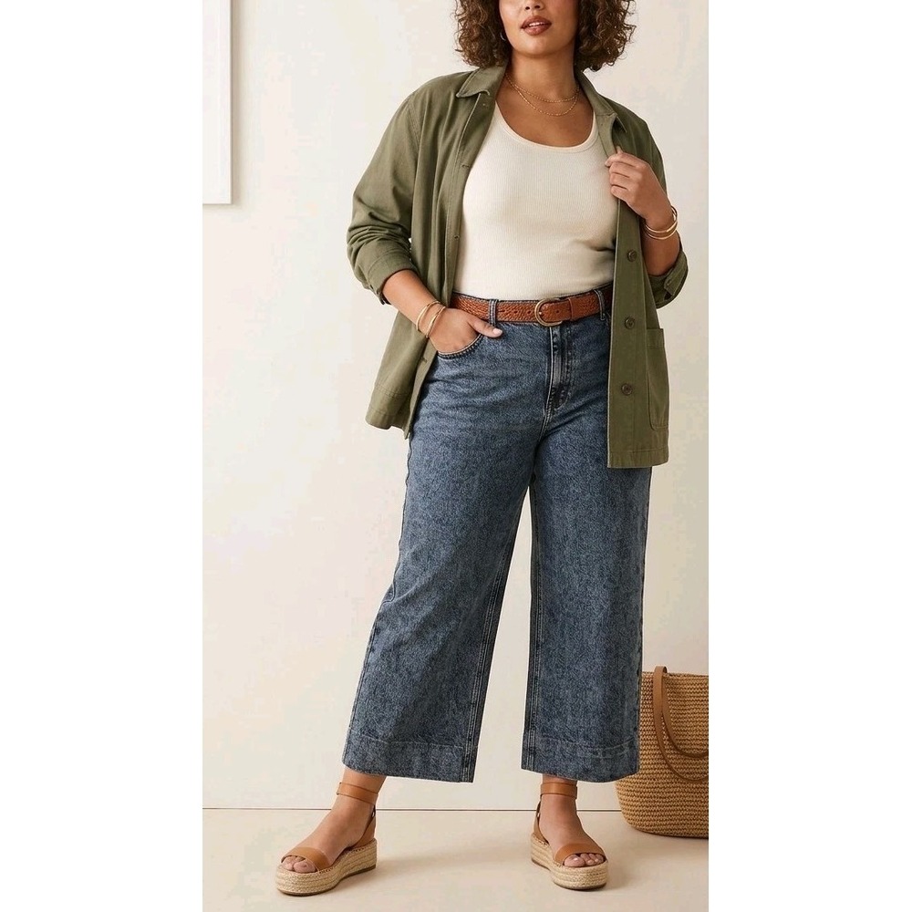 Lane Bryant Ankle Length Wide Leg Jeans Flex Magic Waist Sz 18 NWOT Casual Chic